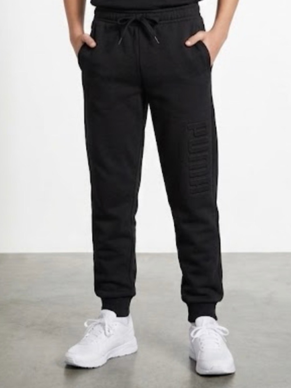 Puma Black Jogger Sweatpants with Embossed Logo